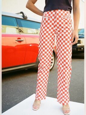 Holiday The Label Kokomo Red Check Pants size small